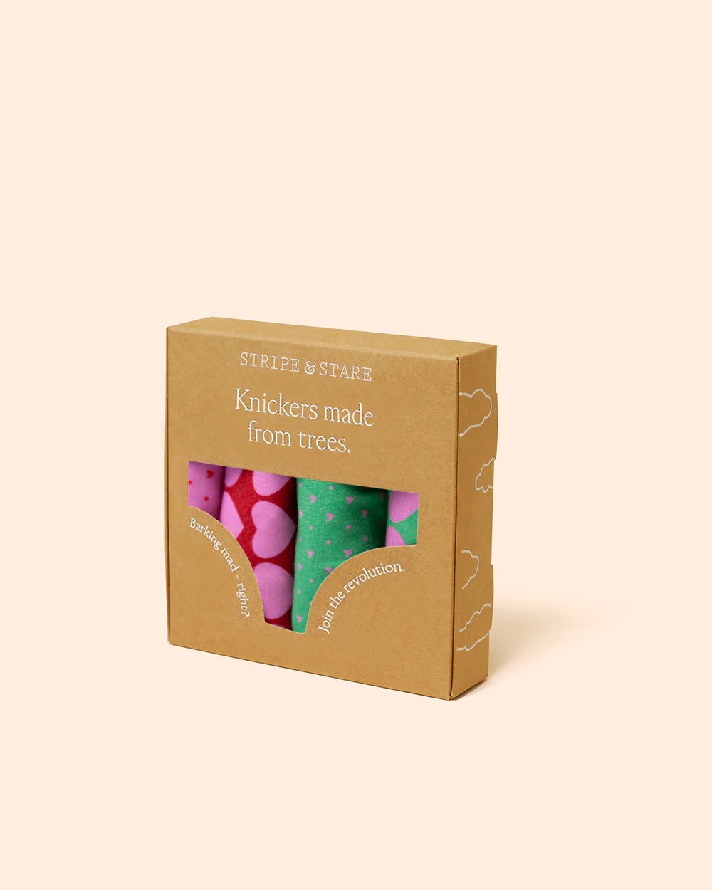 Pink & Green Hearts Knicker Box - Size XS