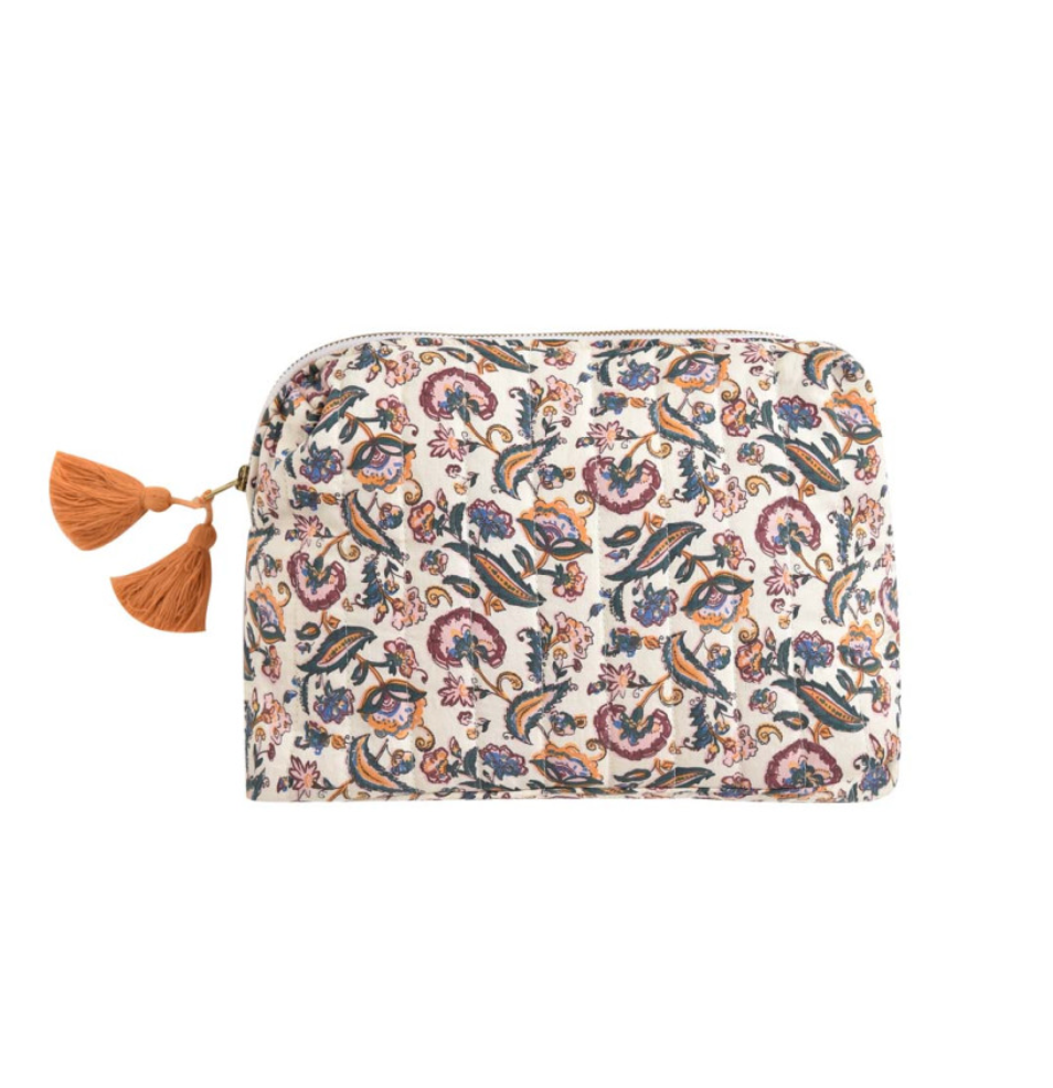 Large Teiki Pouch - Cream Wild Leaf