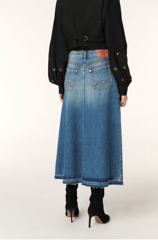Valentia Denim Midi Skirt - Size EU 34