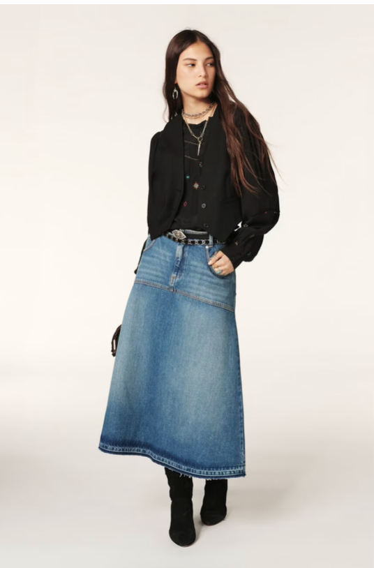 Valentia Denim Midi Skirt - Size EU 34
