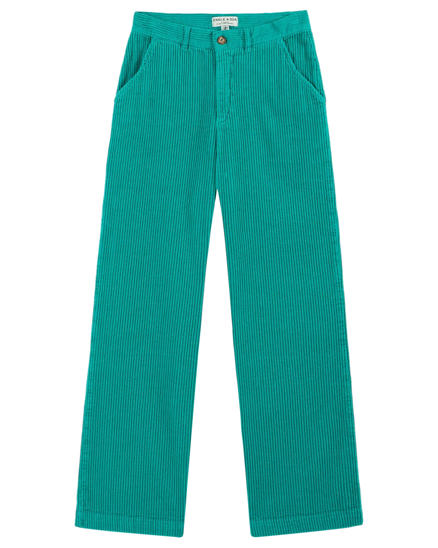 Wide Leg Corduroy Trousers - Green - Size XS