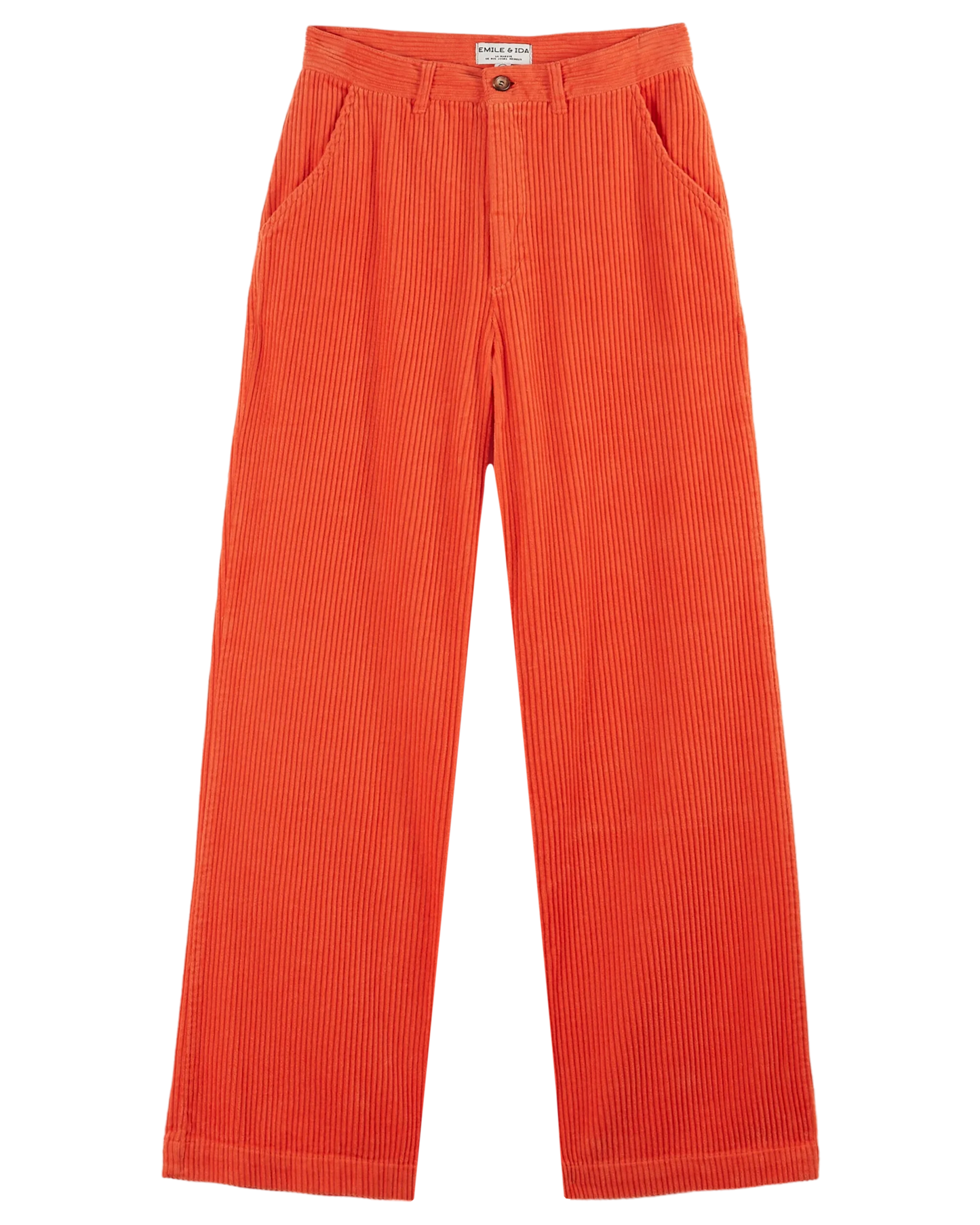 Wide Leg Corduroy Trousers - Orange - Size XS
