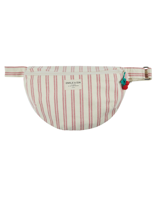 Ecru & pink striped cross body bag