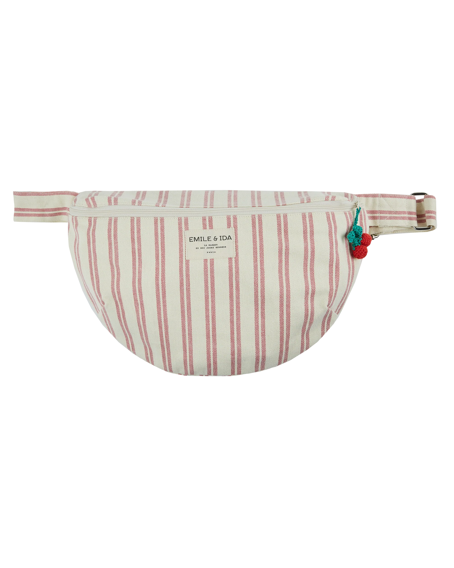 Ecru & pink striped cross body bag