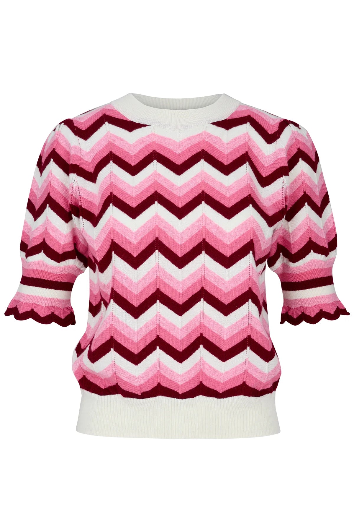 Short Sleeved Chevron Top in Pinks