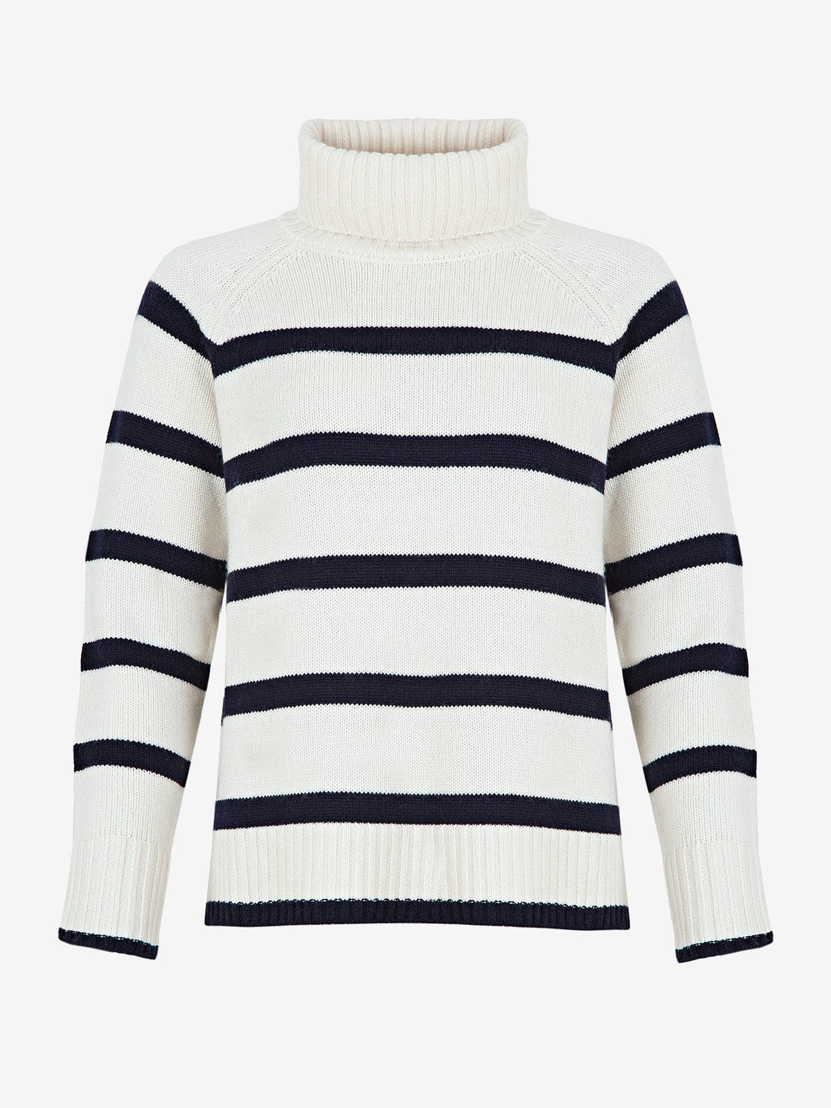Ulla Stripe Roll Neck Jumper - Cream