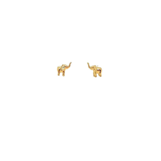 Gold Elephant Stud Earrings