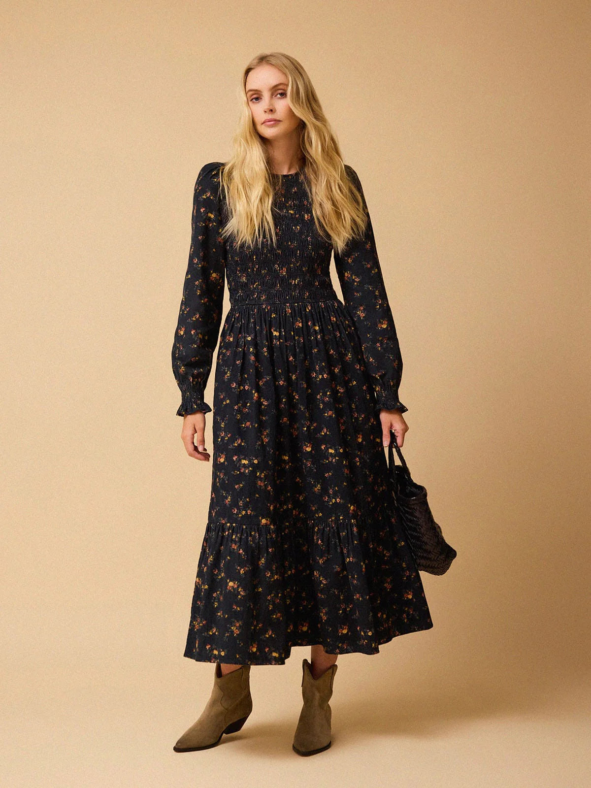 Frances Printed Cord Dress - Navy