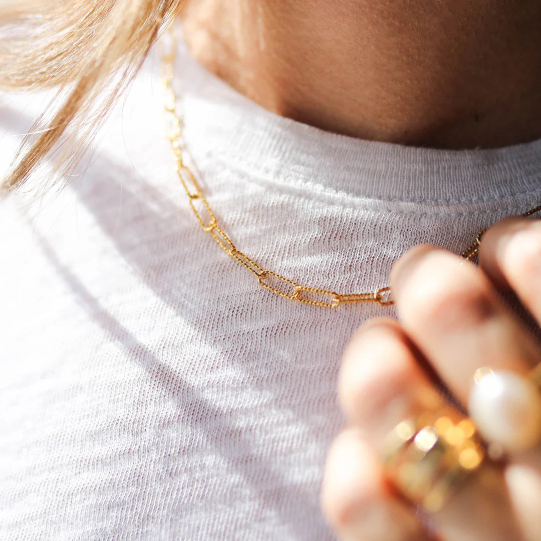 Gold Glitter Chain Necklace