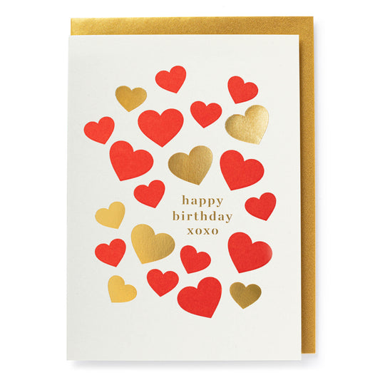 Card - Happy Birthday hearts XOXO