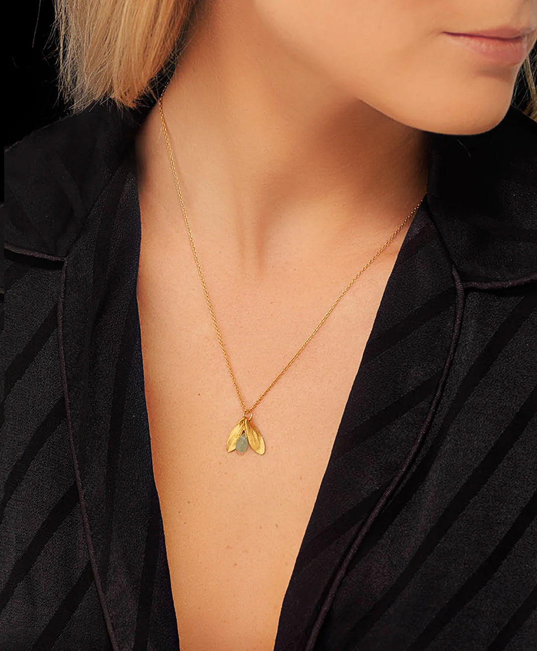 Gold Lucky Leaf Drop Pendent