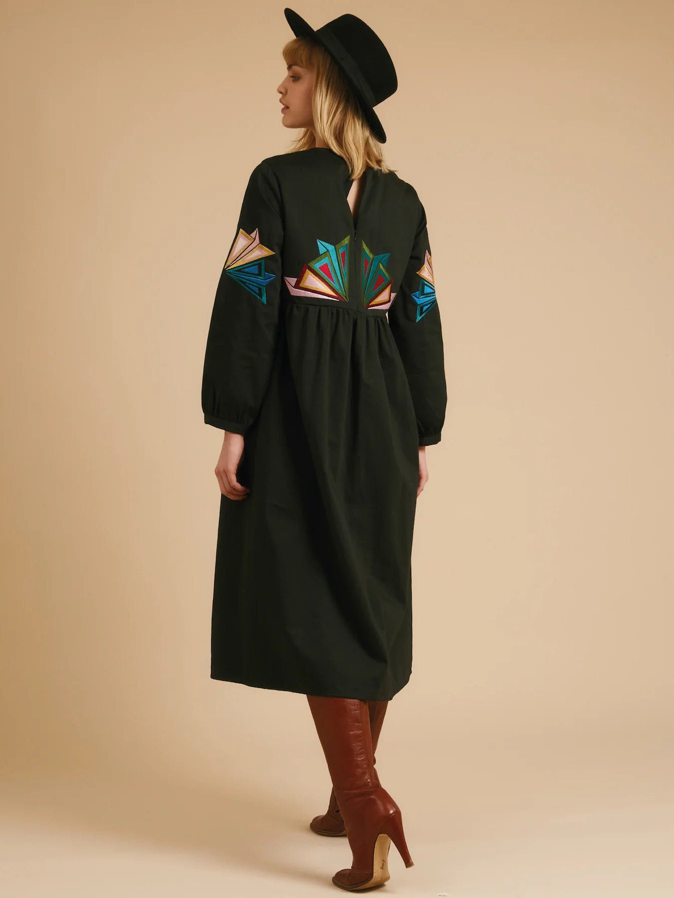 Mim Dress - Black Embroidered