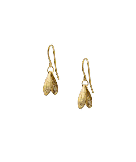 Gold Mini Double Leaf Earrings
