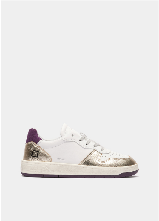 Court Laminated White-Platinum Sneakers D.A.T.E