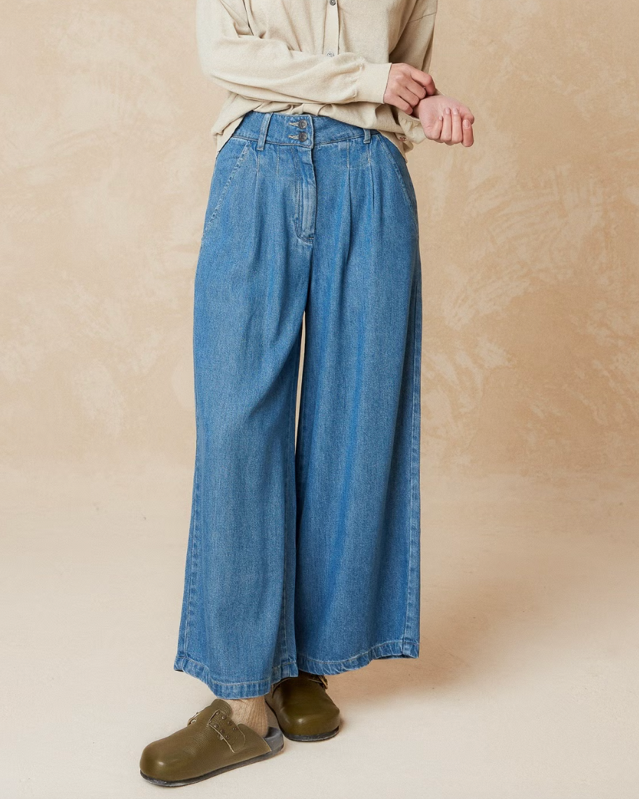 Wide Leg Denim Trousers