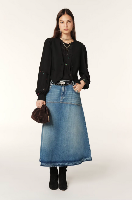 Valentia Denim Midi Skirt