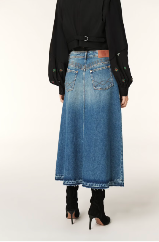 Valentia Denim Midi Skirt