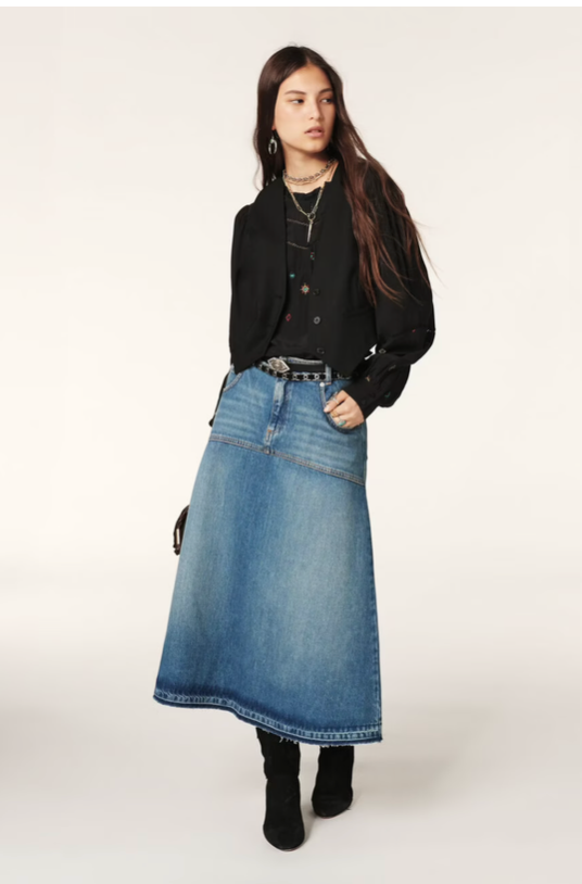 Valentia Denim Midi Skirt