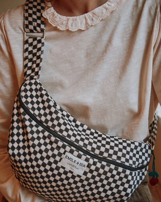 Velvet Checkerboard Crossbody Bag