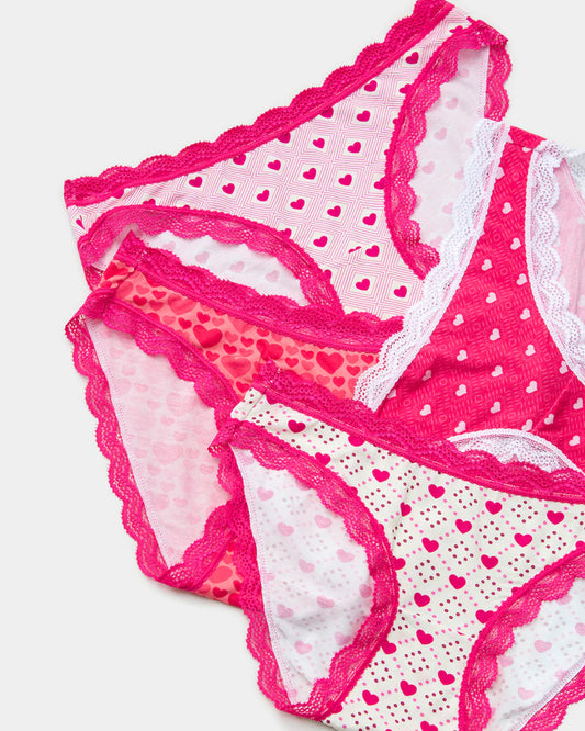 Diamond Heart Knickers - Four pack