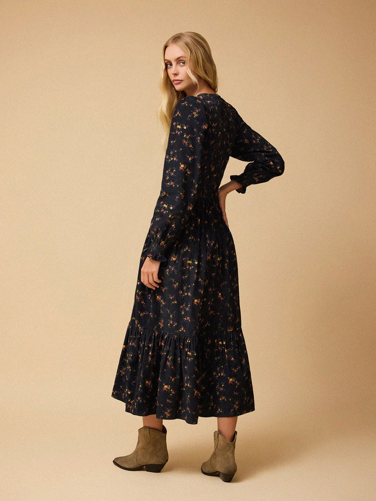 Frances Printed Cord Dress - Navy