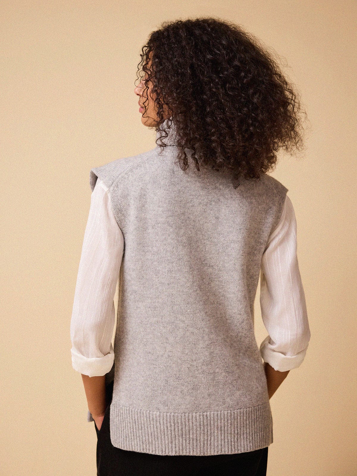 Ulla Roll Neck Vest - Grey