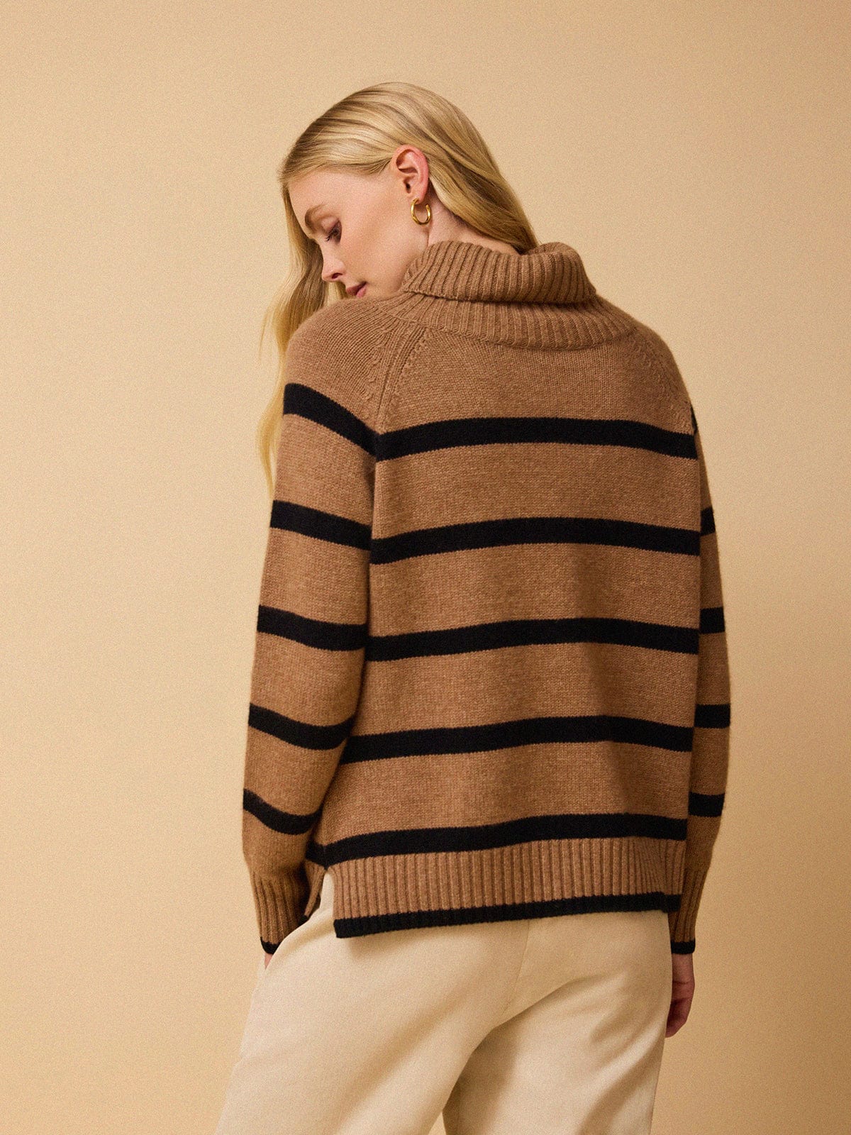 Ulla Stripe Roll Neck Jumper - Tawny & Black