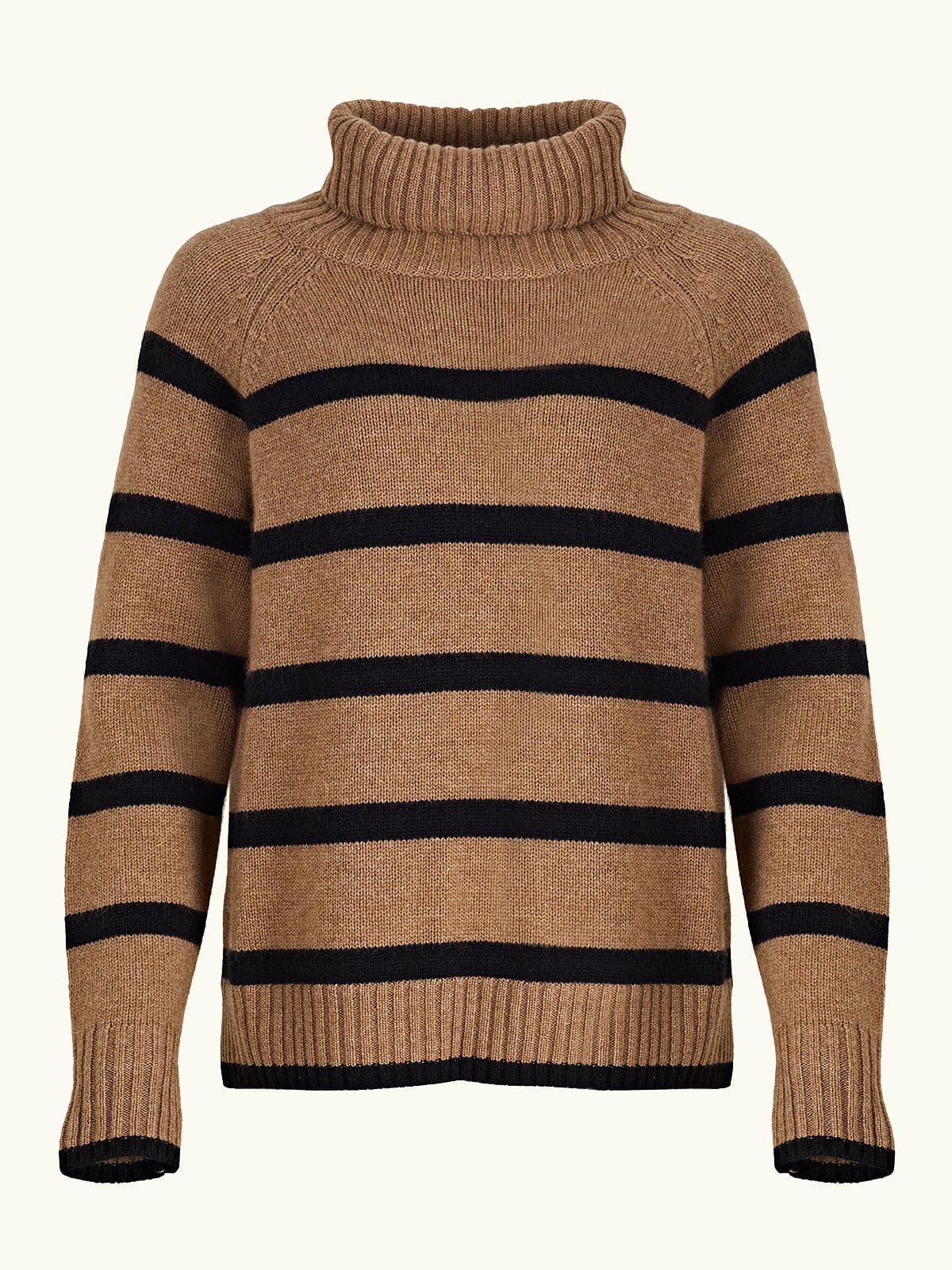 Ulla Stripe Roll Neck Jumper - Tawny & Black