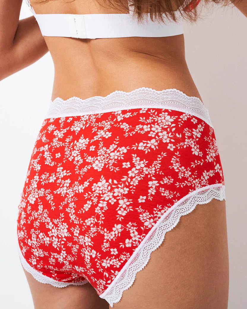 High Rise Knicker - Red Ditsy