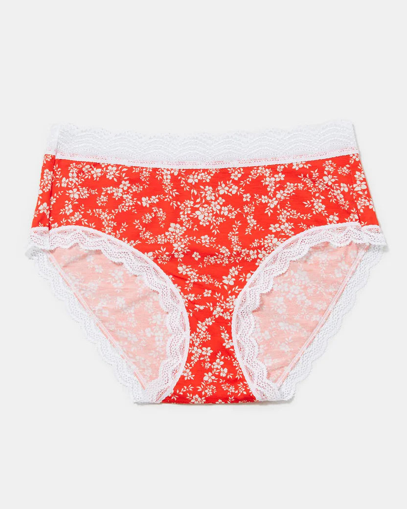 High Rise Knicker - Red Ditsy